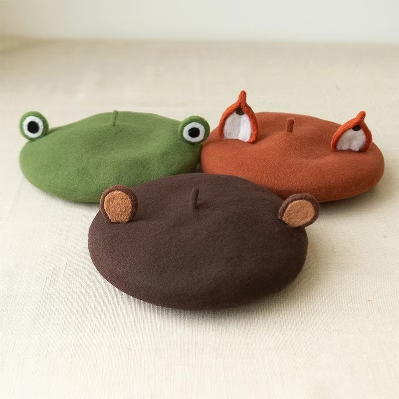 Beret French Wool - New Unisex Cute Frog Big Eye