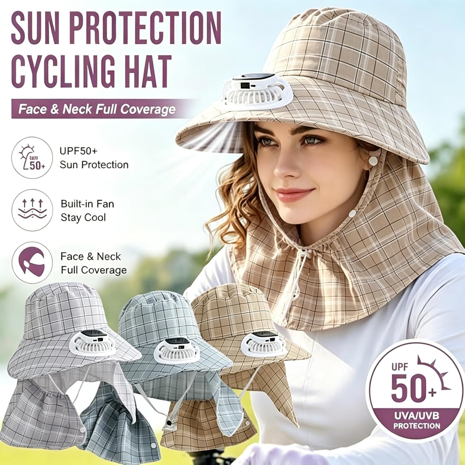 1PC Solar Power Neck Guard Fan - đánh giá và giá Visor Sun Hat