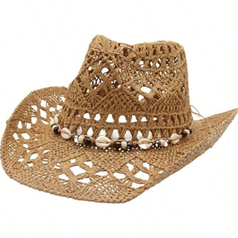 1pc Boho Shell Hollow Out Stra - đánh giá và giá Cowboy Hat Straw