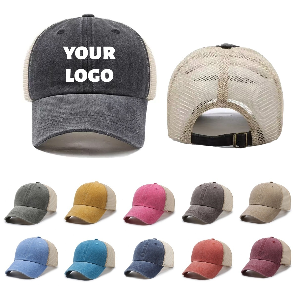 Custom Logo Washed Mesh Cap Br - đánh giá và giá Visor Sun Hat