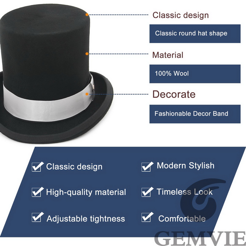 GEMVIE 17Cm 100% Len Nỉ Mũ Dàn - đánh giá và giá Fedora Hat Wool