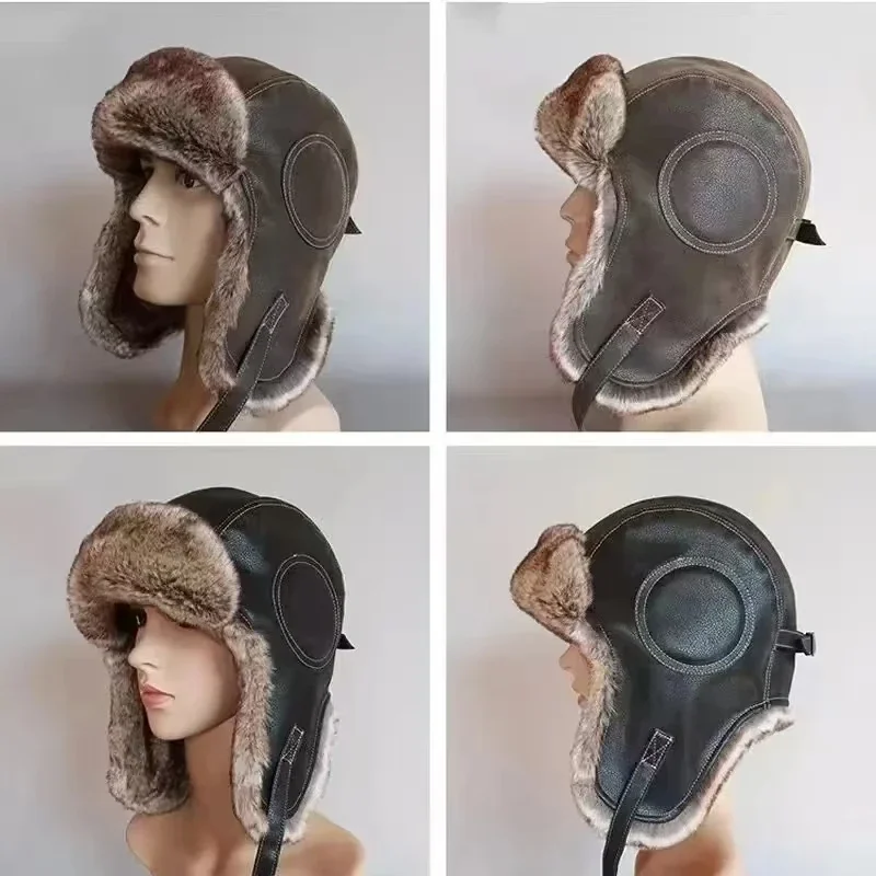 Leather SnowWint Cap With Ear  - đánh giá và giá Trapper Hat Ear Flap