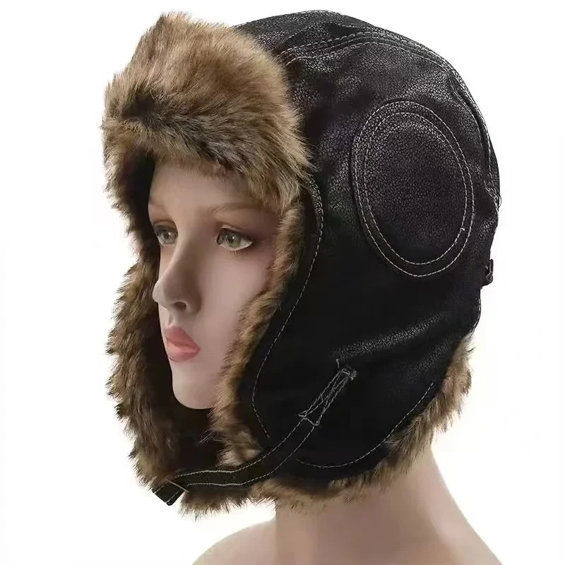 Leather SnowWint Cap With Ear  - đánh giá và giá Trapper Hat Ear Flap
