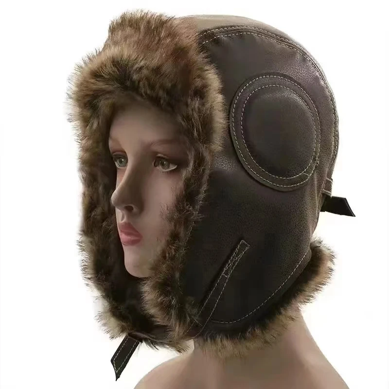 Leather SnowWint Cap With Ear  - đánh giá và giá Trapper Hat Ear Flap