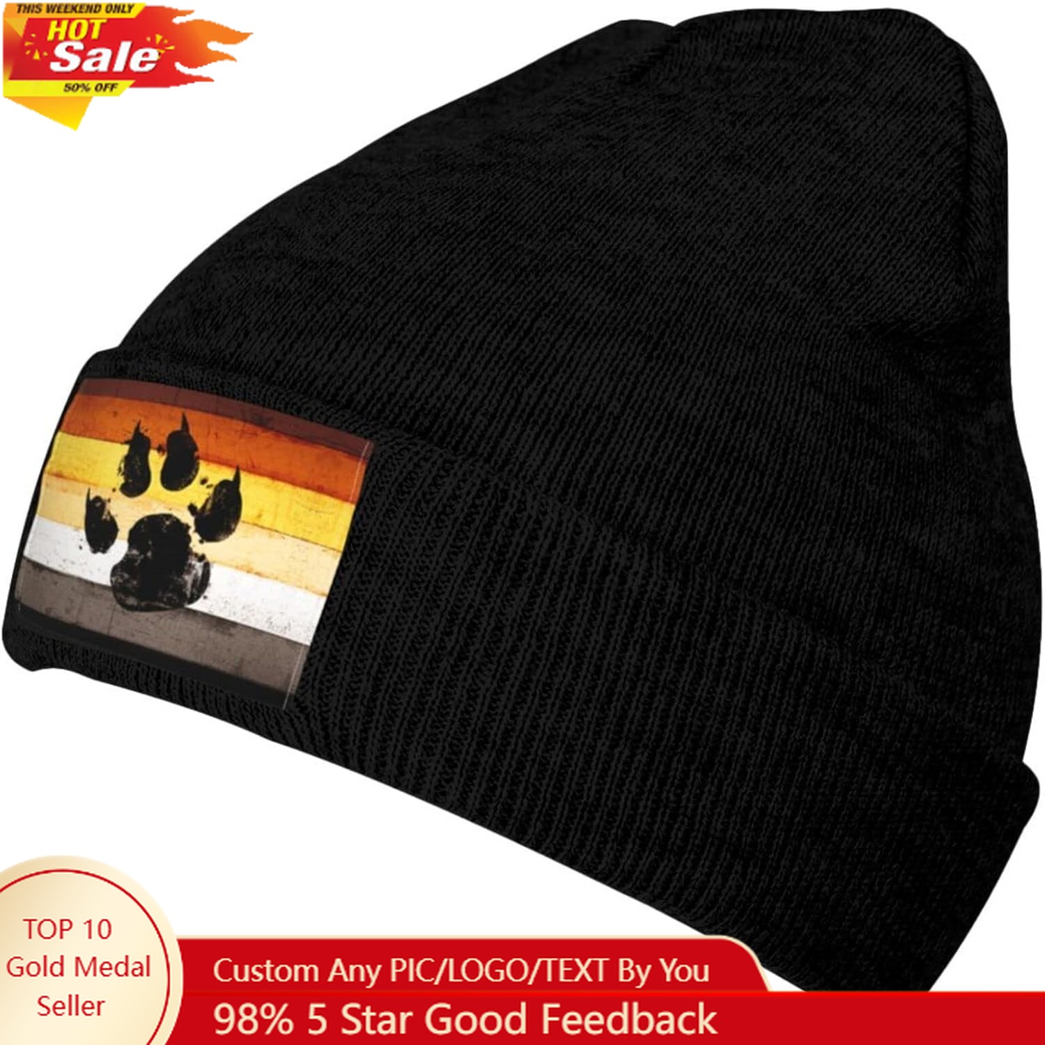 Gay Flag Bear paw LGBT Knit Be - đánh giá và giá Beanie Cuffed Knit