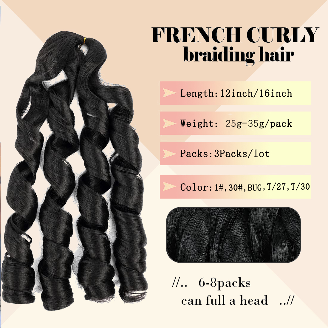 French Curl Braiding Hair 12/1 - đánh giá và giá Beret French Wool