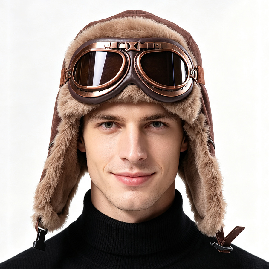 Vintage Aviator Hat with Goggl - đánh giá và giá Winter Trapper Hat